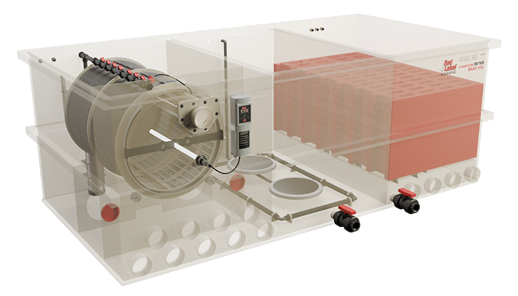 BASIC Combi 80/100 XXL van AquaKing Red Label, groot combi-trommelfilter met geopende voorzijde