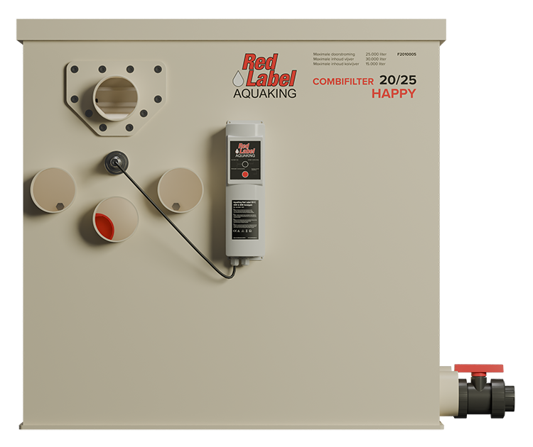 Combi HAPPY 20/25 van AquaKing Red Label, combifilter met trommelfilter en biologische filtratie, vooraanzicht