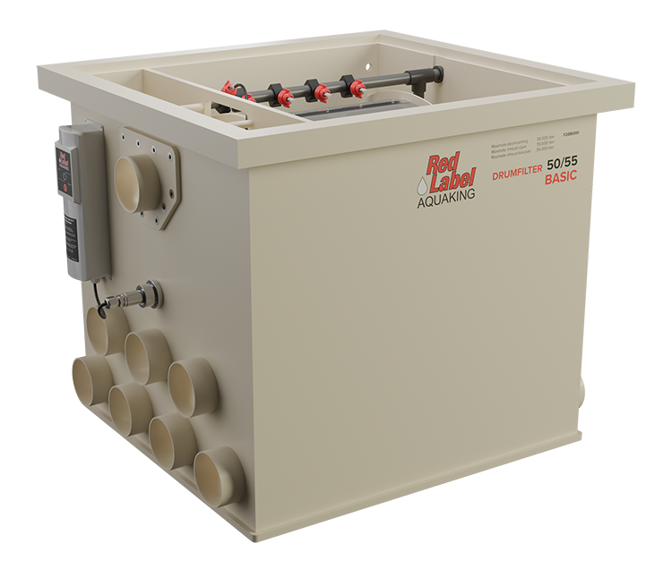 Trommelfilter uit de BASIC-serie van AquaKing Red Label, gesloten uitvoering